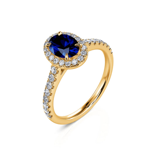 Louise Saphir&nbsp;-&nbsp;Bague or jaune saphir et halo de diamant #2