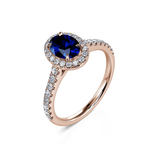 Louise Saphir - Bague or rose saphir et halo de diamant #2