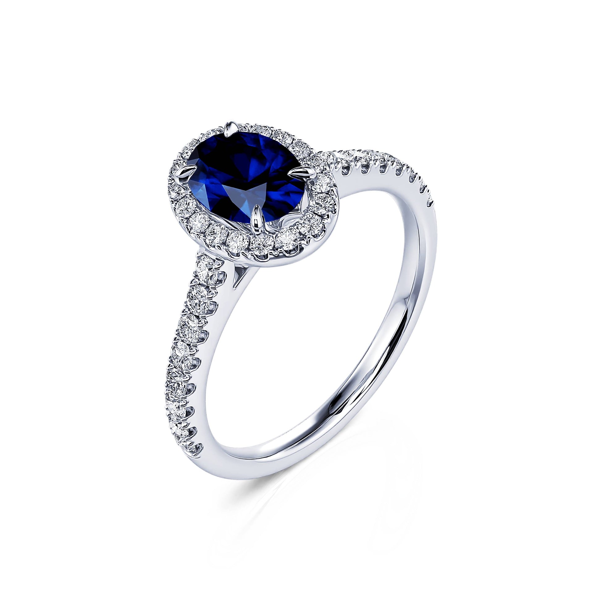 Bague platine saphir et halo de diamant Louise Saphir 2