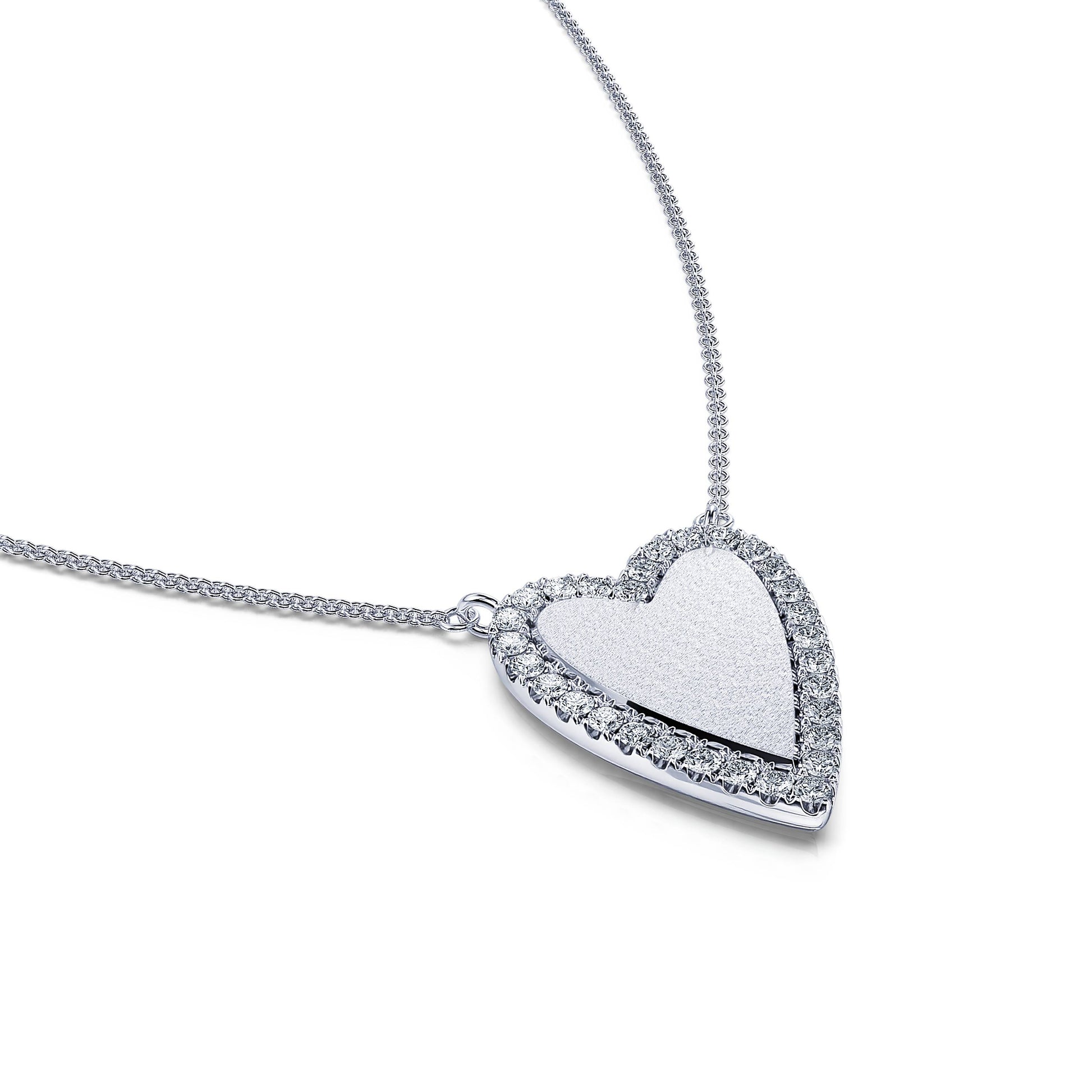 Collier diamant coeur interieur mat or blanc Loy S 1
