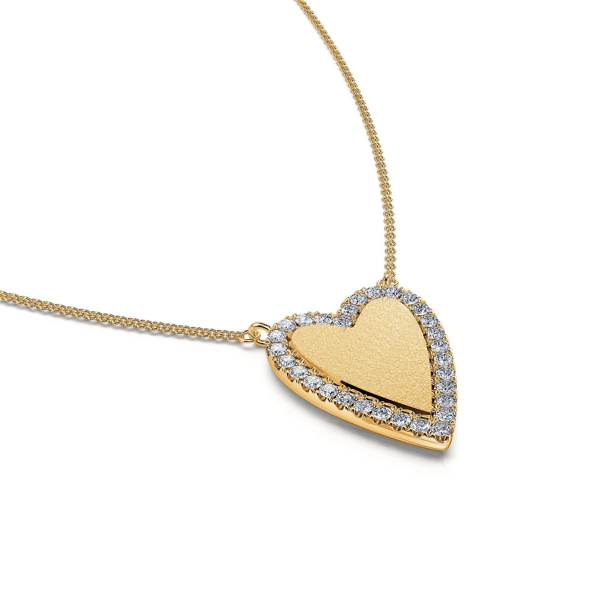 Collier diamant coeur interieur mat or jaune Loy S 1