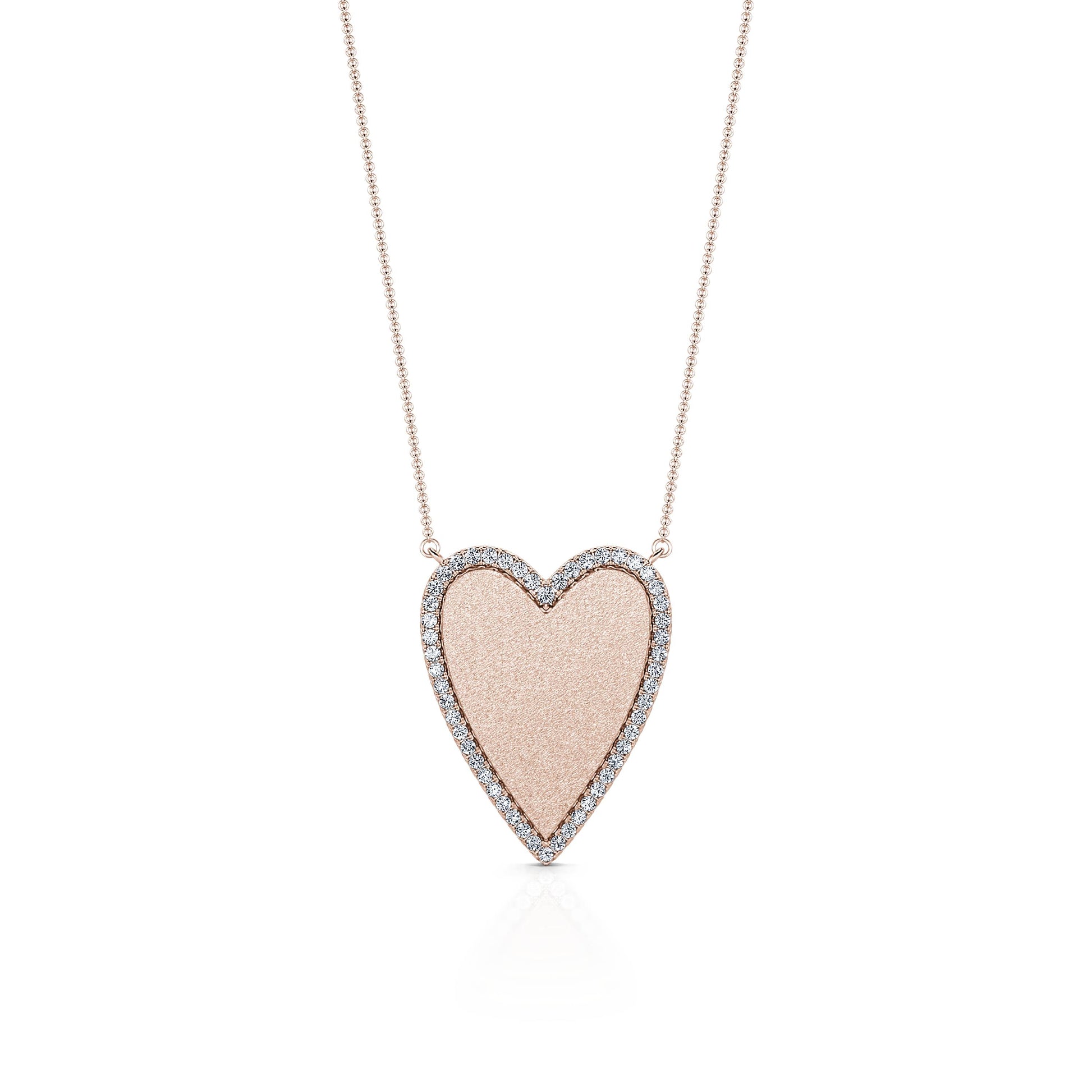 Collier diamant coeur interieur mat or rose Loy M 2