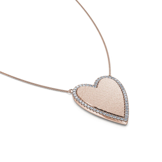 Loy M&nbsp;-&nbsp;Collier diamant coeur interieur mat or rose #1