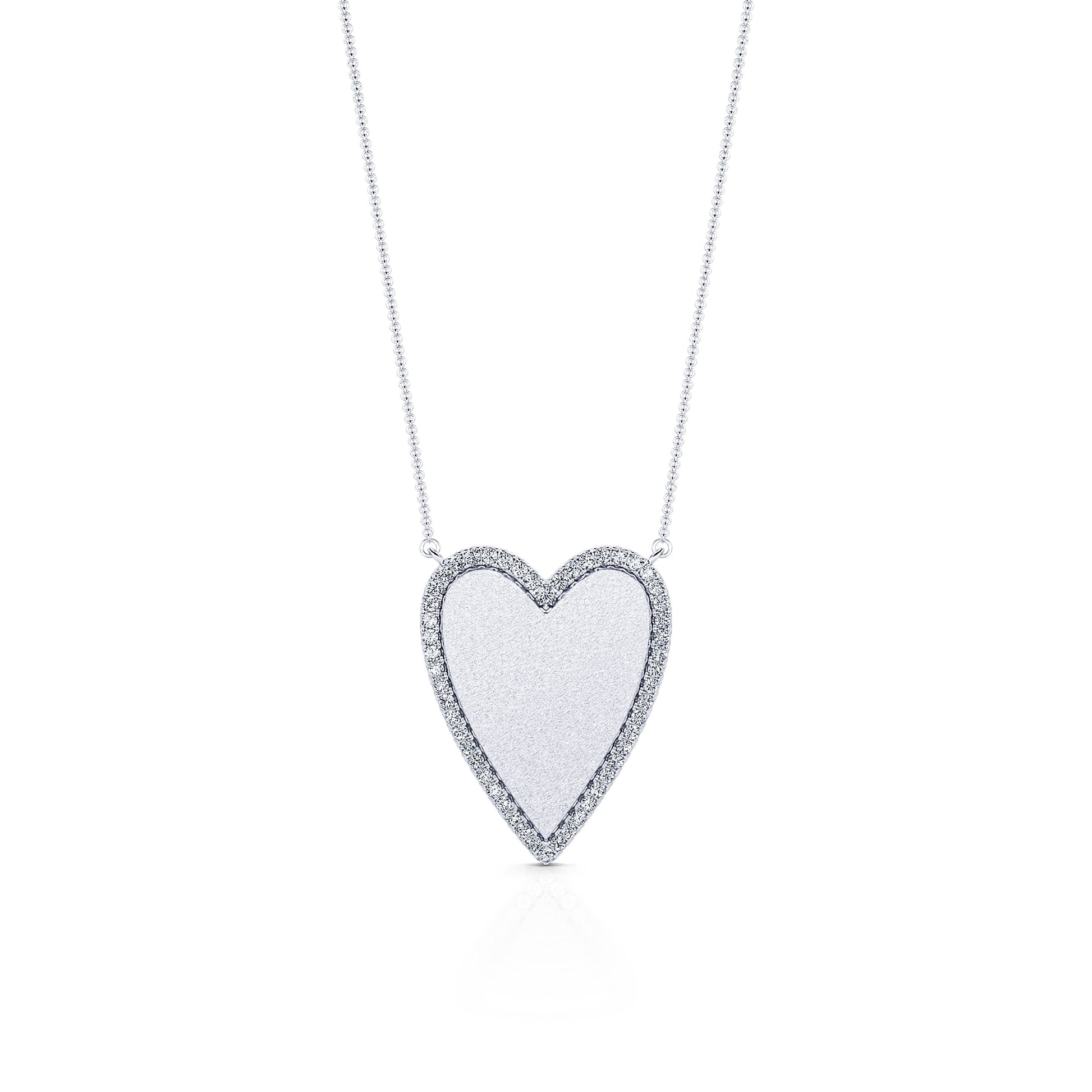 Collier diamant coeur interieur mat or blanc Loy M 2