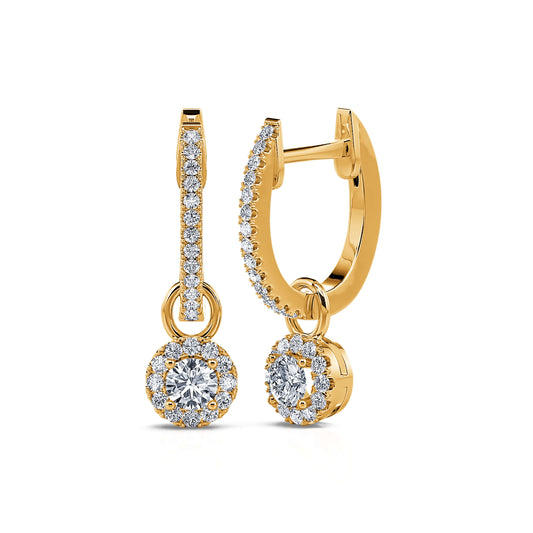 Luna rond&nbsp;-&nbsp;Créoles or jaune et diamant brillant 2 en 1 #2