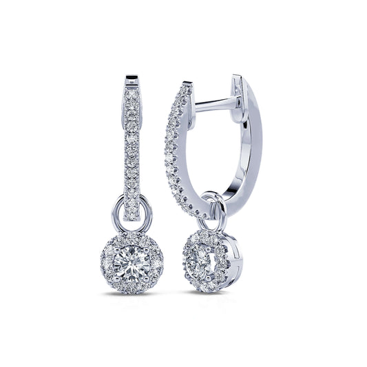 Luna rond&nbsp;-&nbsp;Créoles or blanc et diamant brillant 2 en 1 #2
