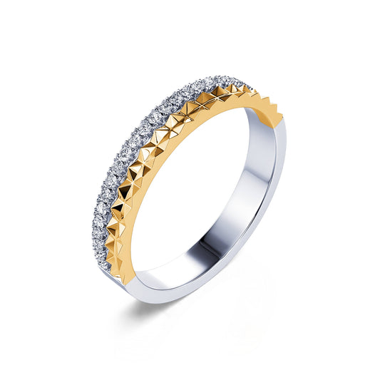 Luz&nbsp;-&nbsp;Alliance guillochée et diamant or jaune #1