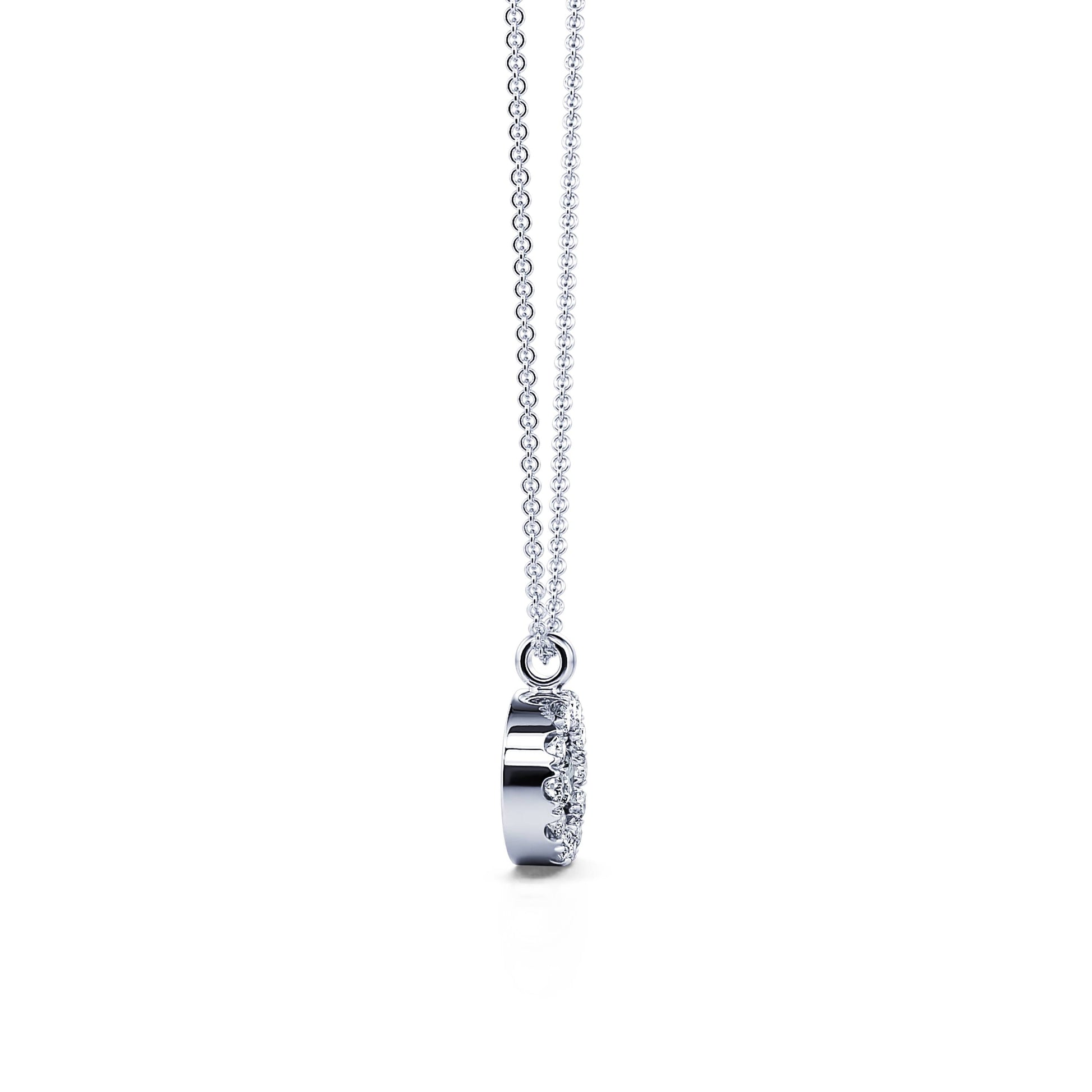 Collier or blanc diamant rond avec halo  Madison 3