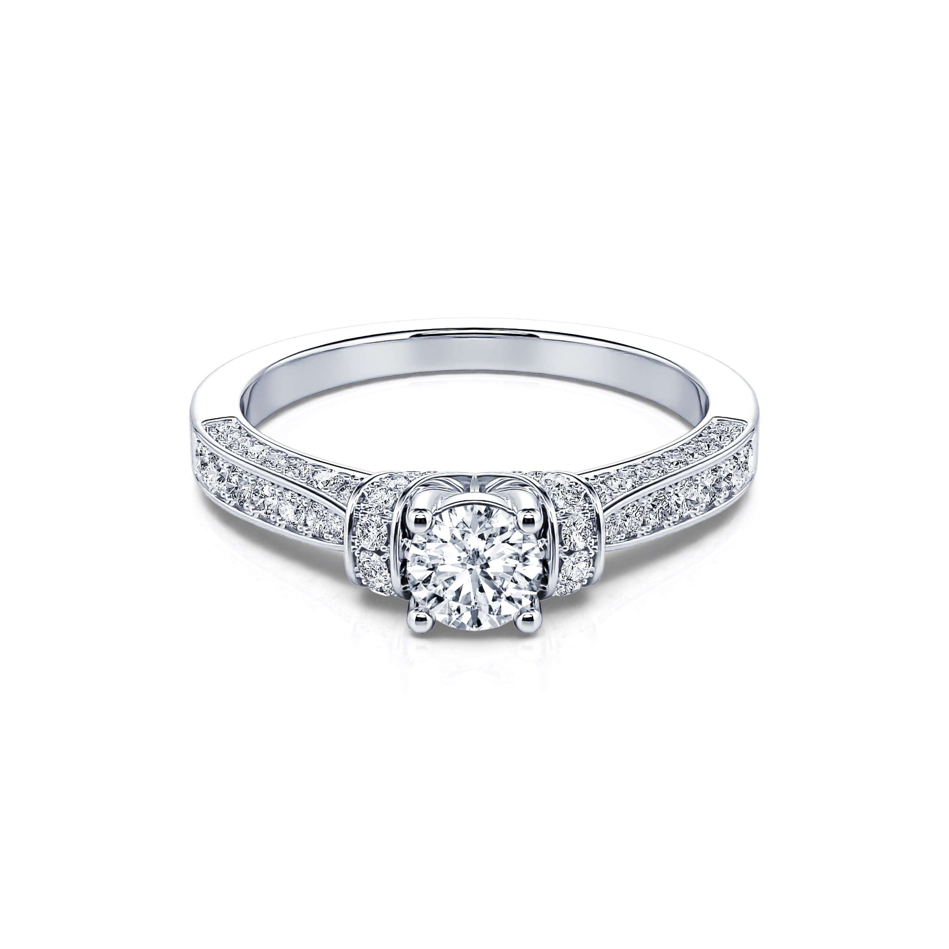 Solitaire diamant platine pavé Maha 1