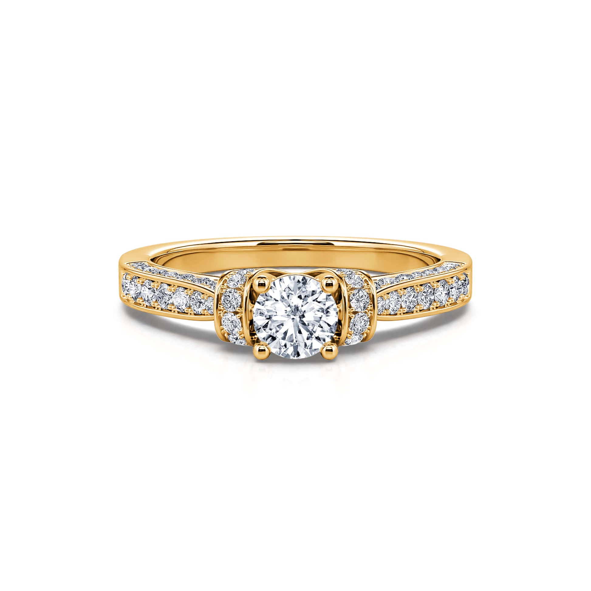 Solitaire diamant or jaune pavé Maha 4