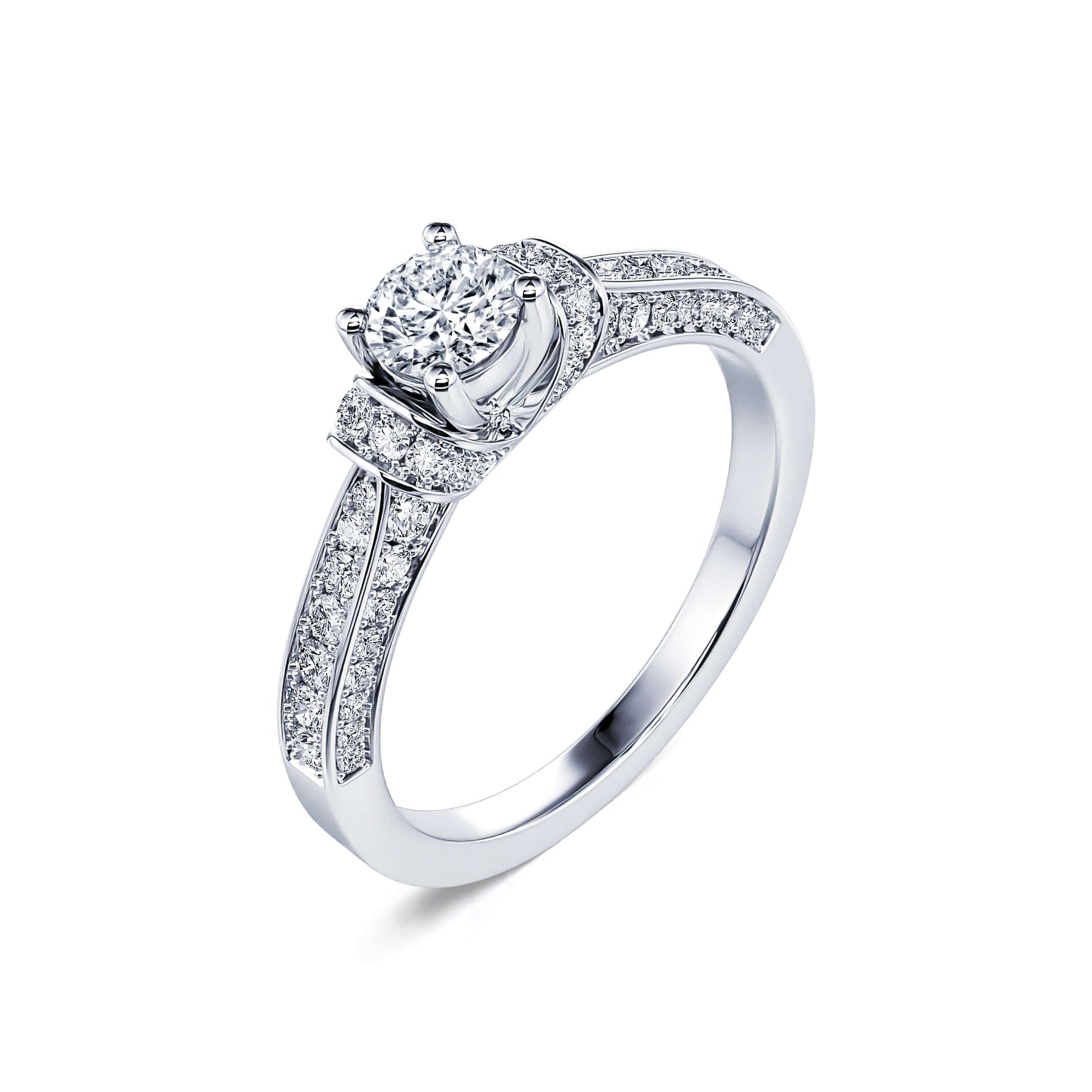 Solitaire diamant platine pavé Maha 2