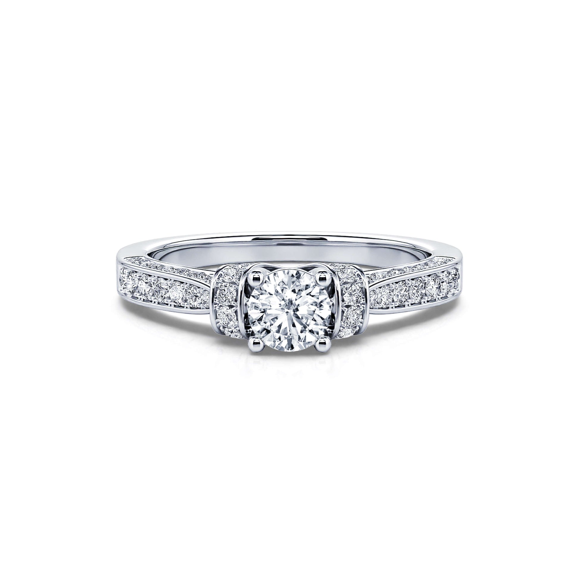 Solitaire diamant platine pavé Maha 4