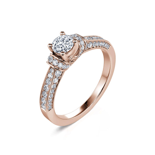 Maha - Solitaire diamant or rose pavé #2