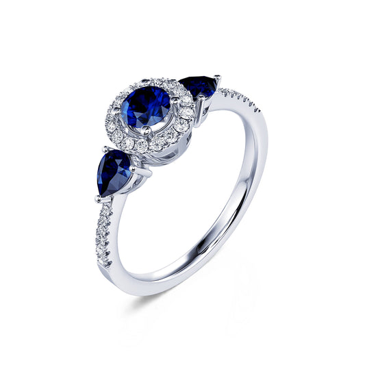 Mara&nbsp;-&nbsp;Bague platine triologie saphir et diamant #2