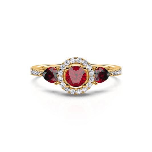 Mara - Bague triologie rubis et diamant en or jaune #1