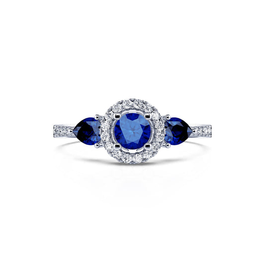 Mara&nbsp;-&nbsp;Bague platine triologie saphir et diamant #1