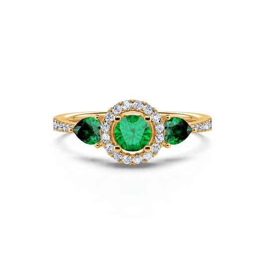Mara - Bague triologie émeraude et diamant en or jaune #1