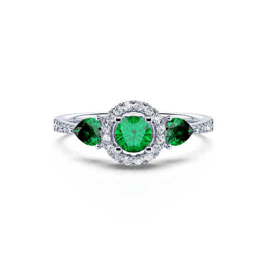 Mara - Bague triologie émeraude et diamant en platine #1