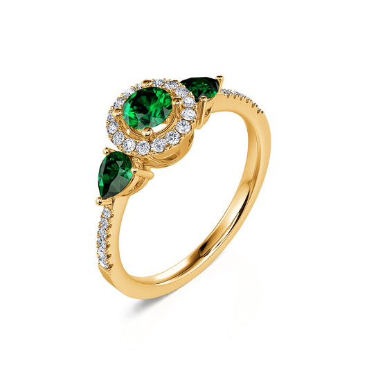 Mara&nbsp;-&nbsp;Bague triologie émeraude et diamant #2