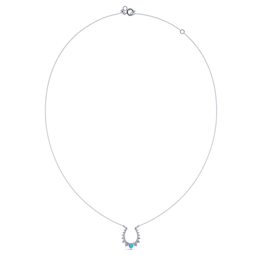 Maria - Collier encre or blanc diamant et turquoise #2