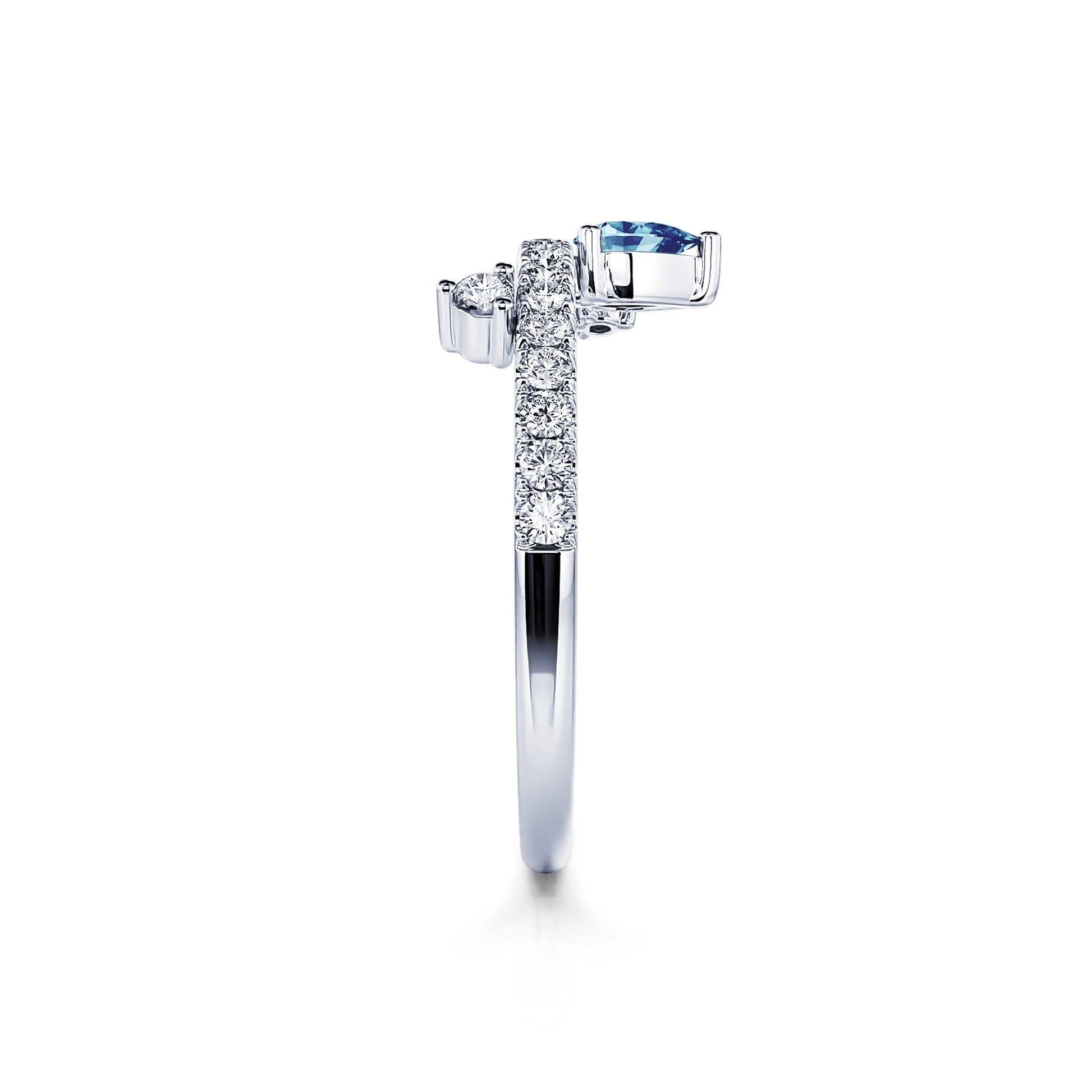 Bague de naissance platine diamant et poire aigue-marine Mars 3