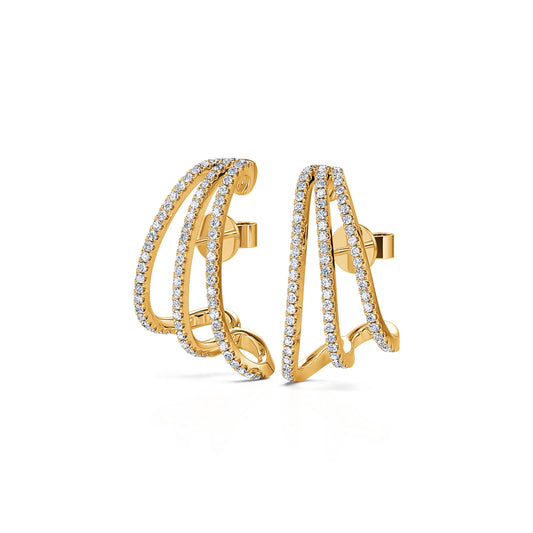 Martha - Boucles d'oreilles multi-créoles diamant or jaune #2