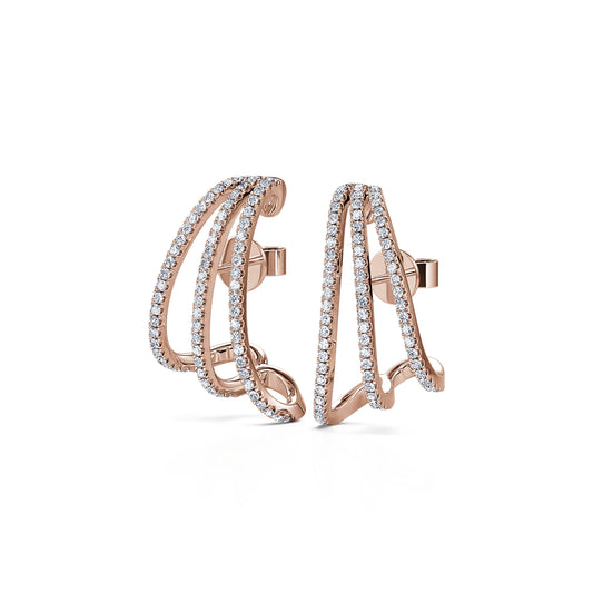 Martha&nbsp;-&nbsp;Boucles d'oreilles multi-créoles diamant or rose #2