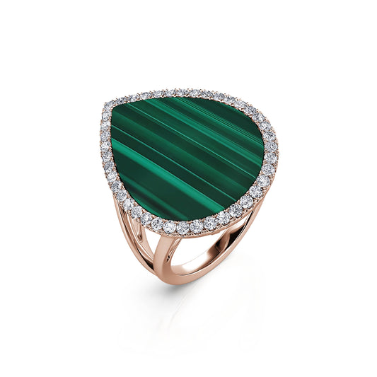 Masha - Bague or rose malachite #2