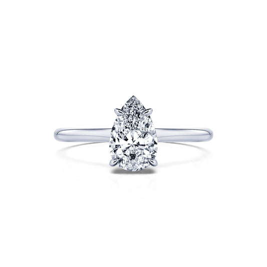 Merav Lab - Bague de fiançailles poire en platine diamant de synthèse #1