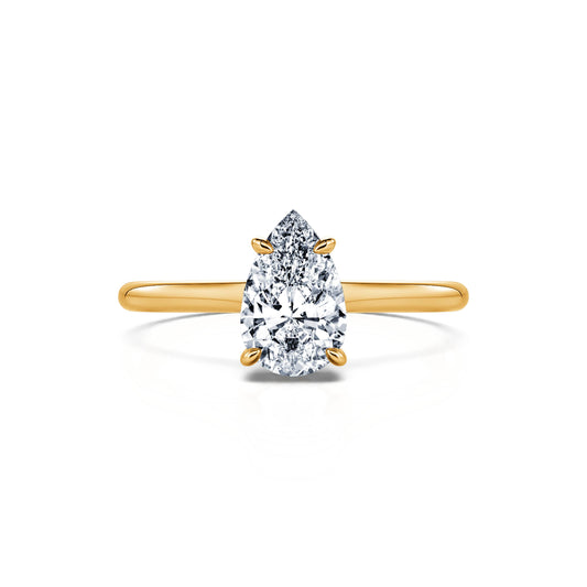 Merav Lab - Bague de fiançailles poire or jaune diamant de synthèse #1