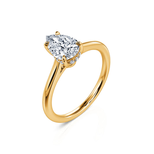 Merav Lab - Bague de fiançailles poire or jaune diamant de synthèse #2