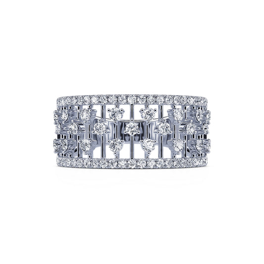 Miley - Bague dentelle or blanc et diamant #2