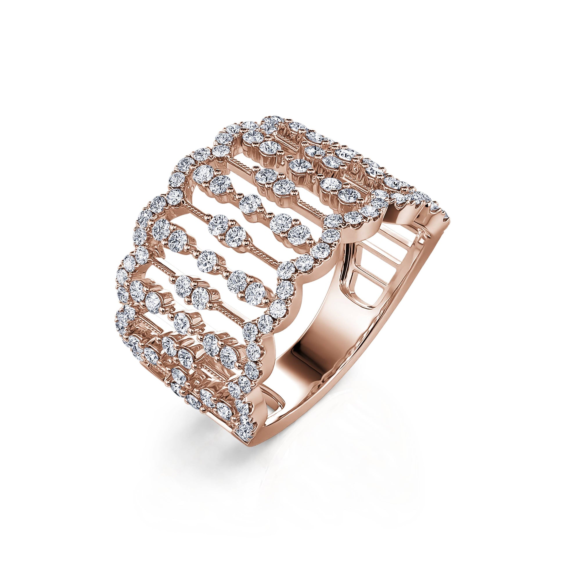 Bague dentelle or rose et diamant  Mindy 1