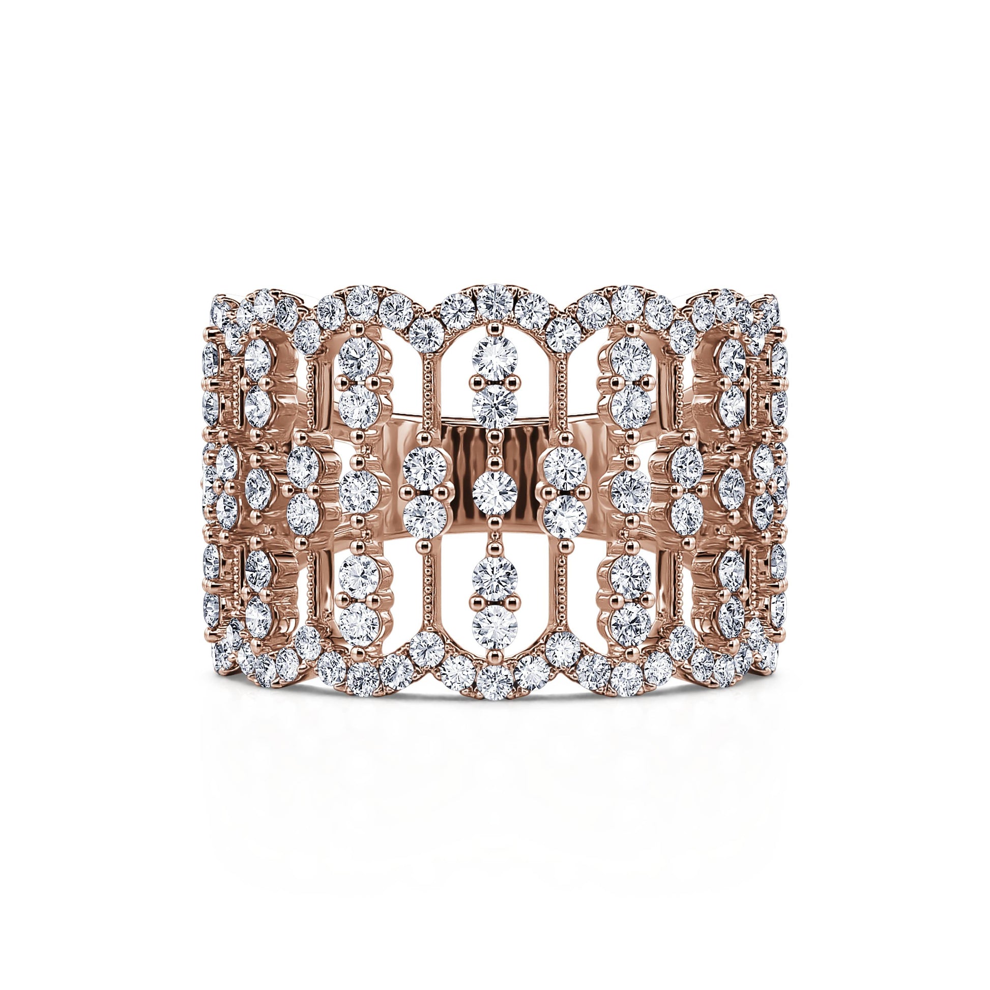 Bague dentelle or rose et diamant  Mindy 2
