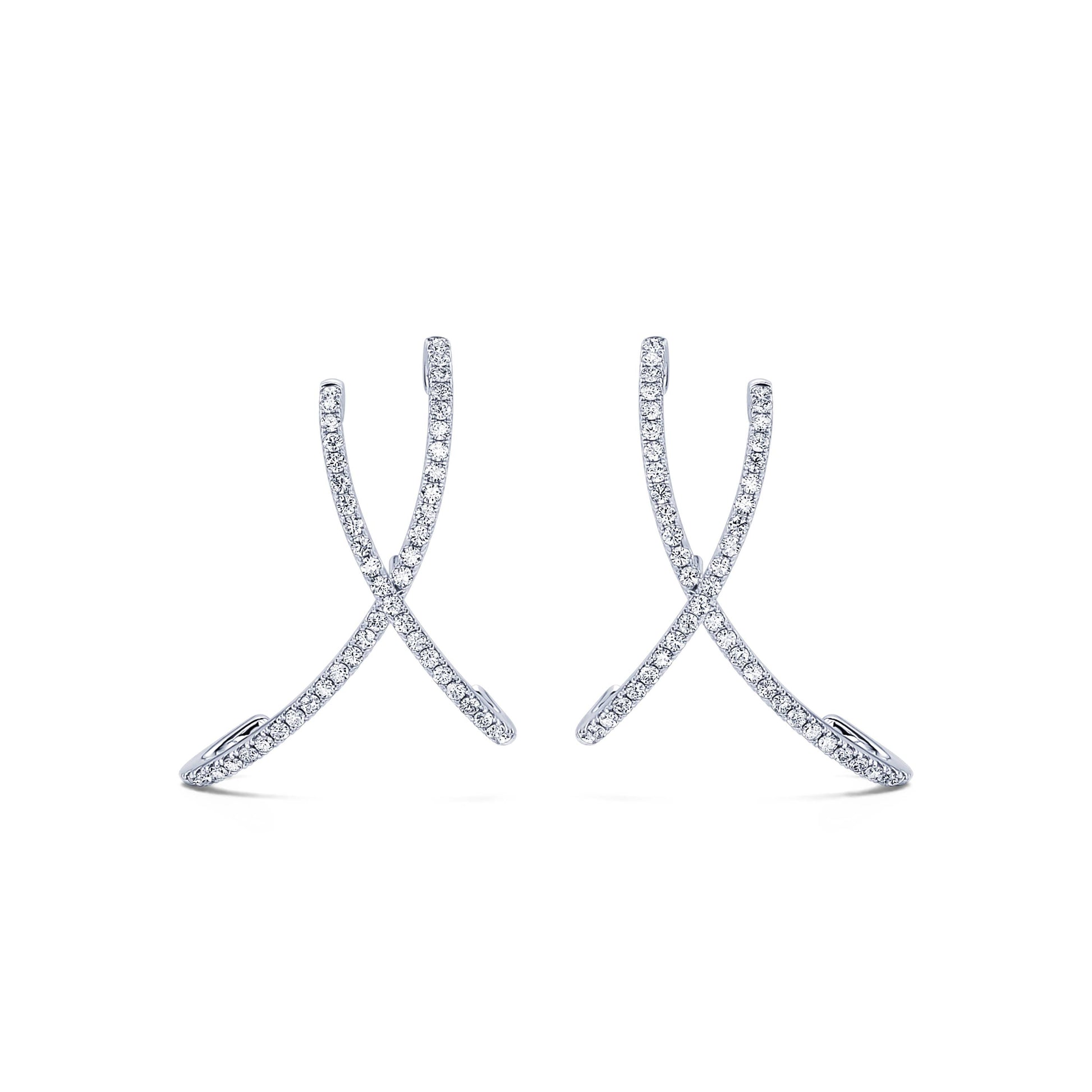 Boucles d'oreilles croisée diamant or blanc Nadia 1