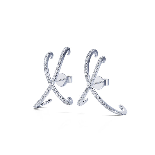 Nadia - Boucles d'oreilles croisée diamant or blanc #2