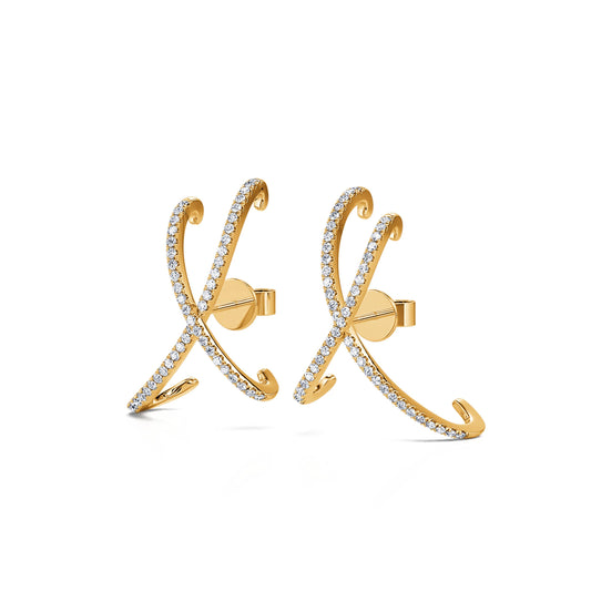 Nadia - Boucles d'oreilles croisée diamant or jaune #2