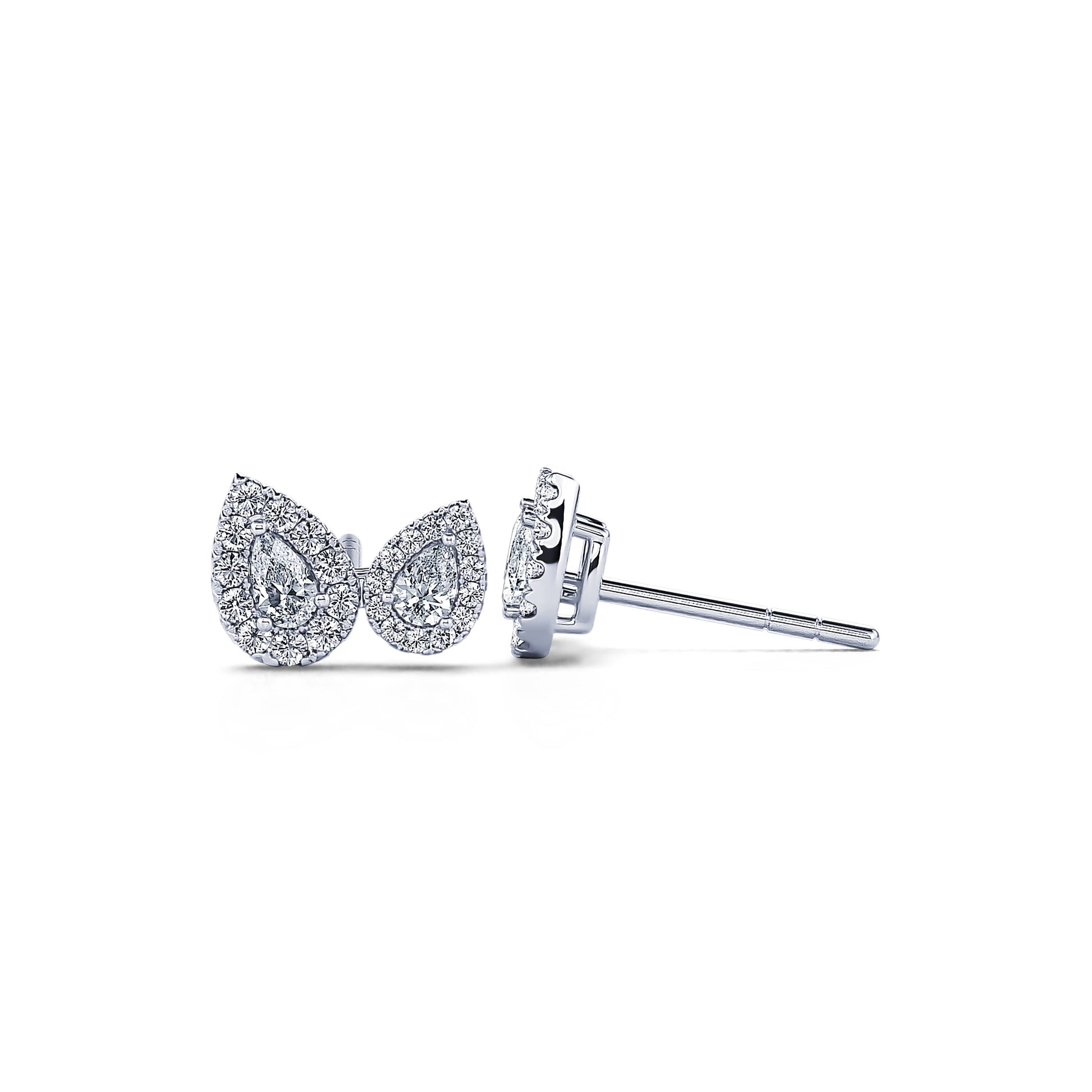 Puces d'oreilles "Toi &amp; Moi" or blanc diamants Nala 3