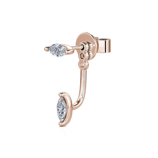 Naomie - Mono boucle d'oreilles or rose diamant #2