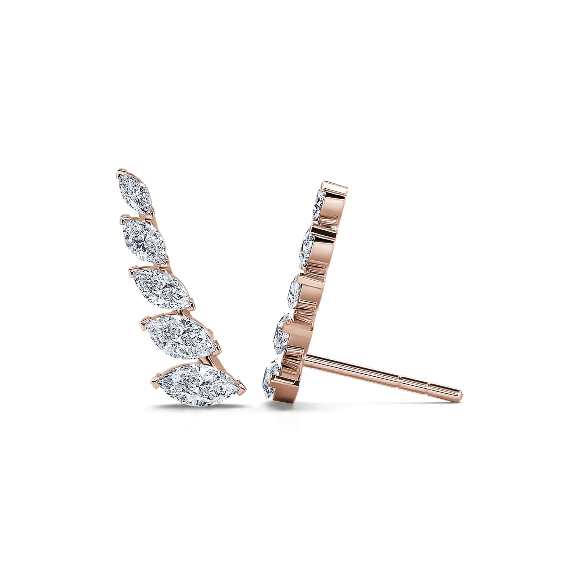 Boucle d'oreilles or rose et diamant marquise Nina 3