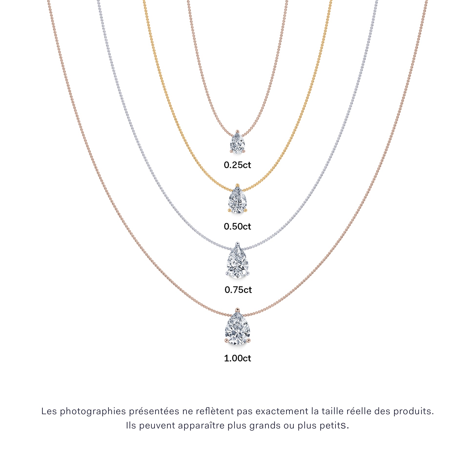 Pendentif goutte diamant poire or blanc Noa S 4