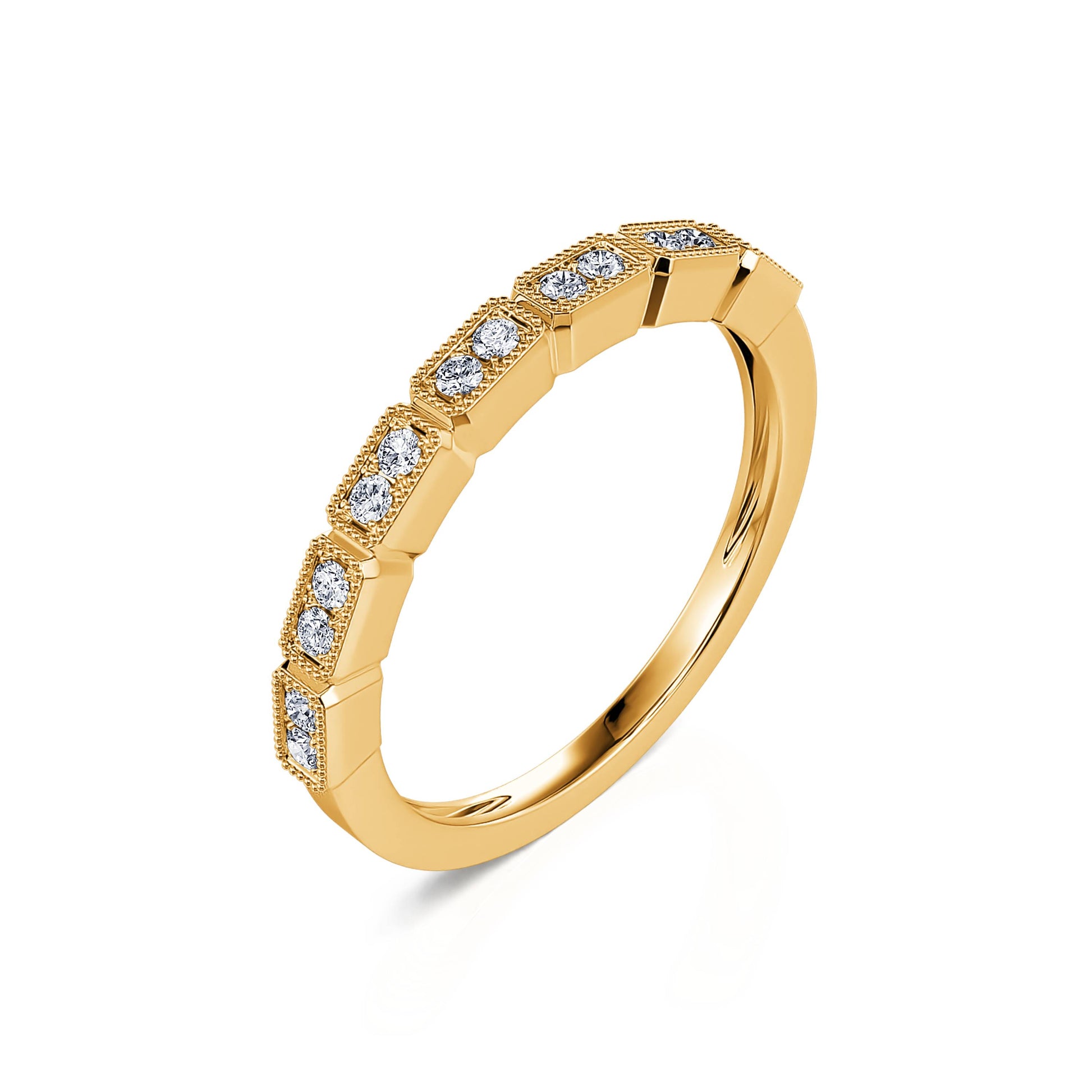 Alliance géométrique diamant et or jaune Noelia 1