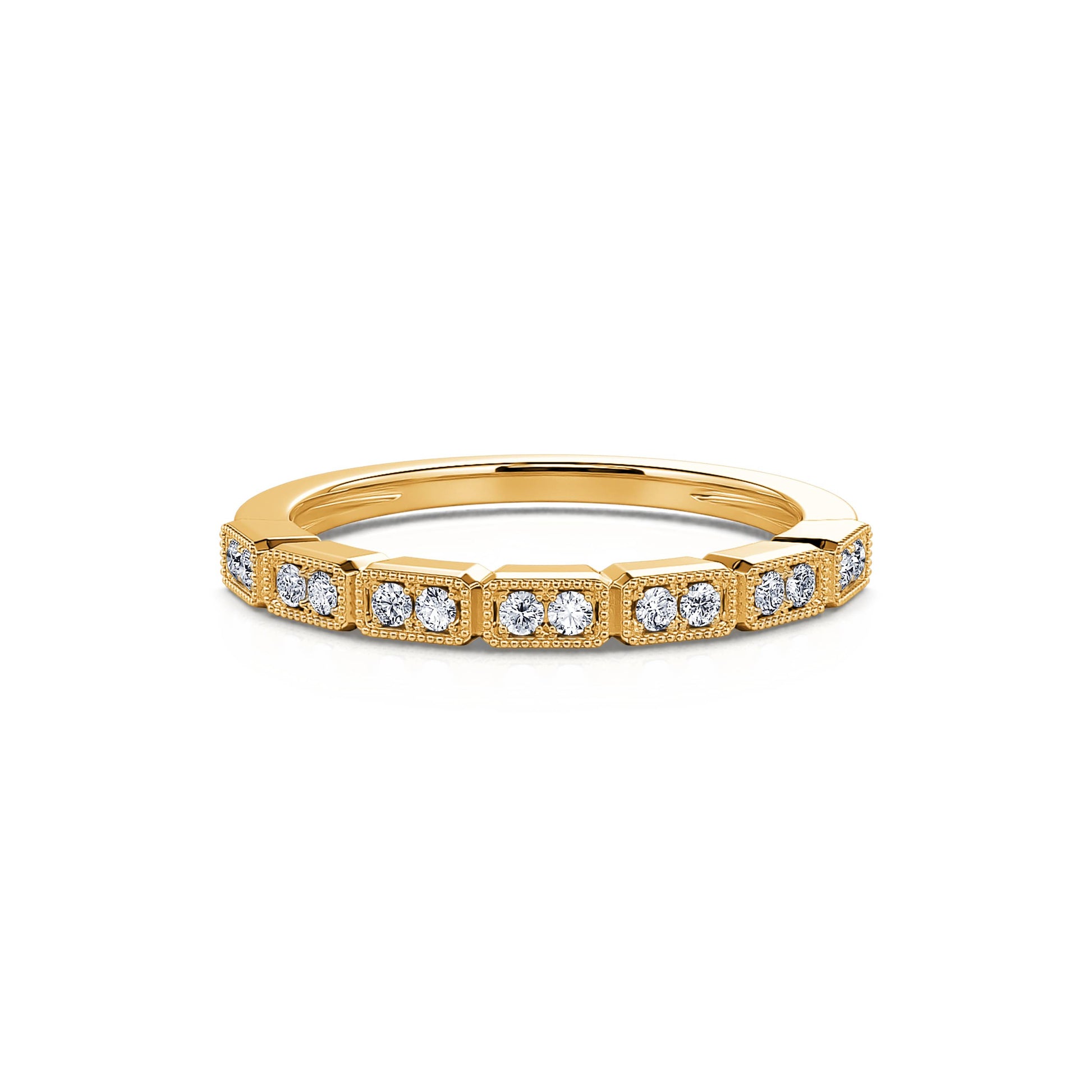 Alliance géométrique diamant et or jaune Noelia 3