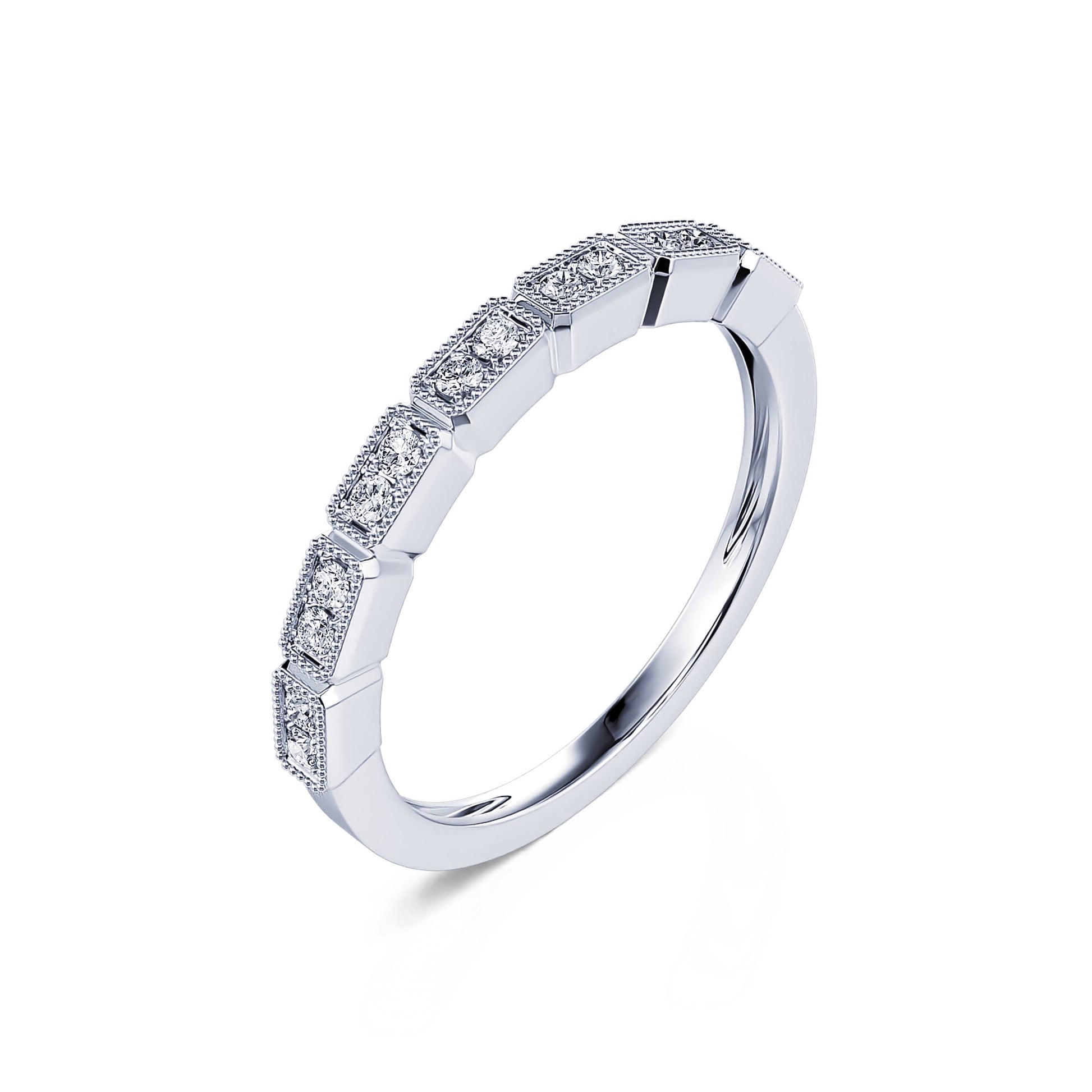 Alliance géométrique diamant et platine Noelia 1