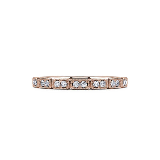 Noelia&nbsp;-&nbsp;Alliance géométrique diamant et or rose #2