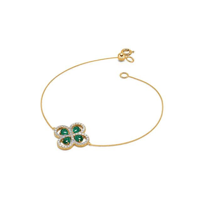 Bracelet or jaune diamant et malachite Nolan 1