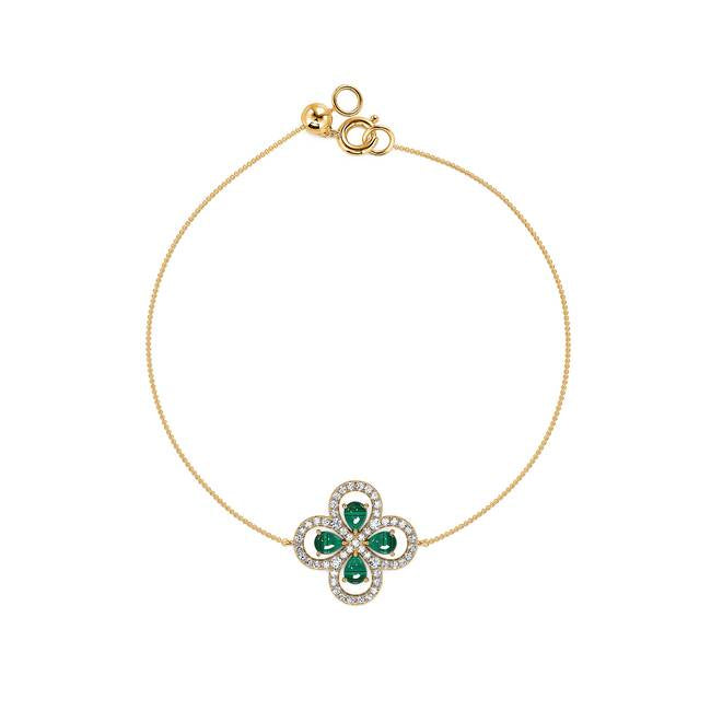 Bracelet or jaune diamant et malachite Nolan 2