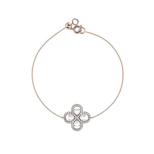 Nolan - Bracelet trèfle diamants et nacre en or rose #2