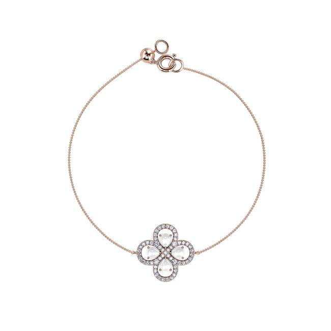 Bracelet trèfle diamants et nacre Nolan 2