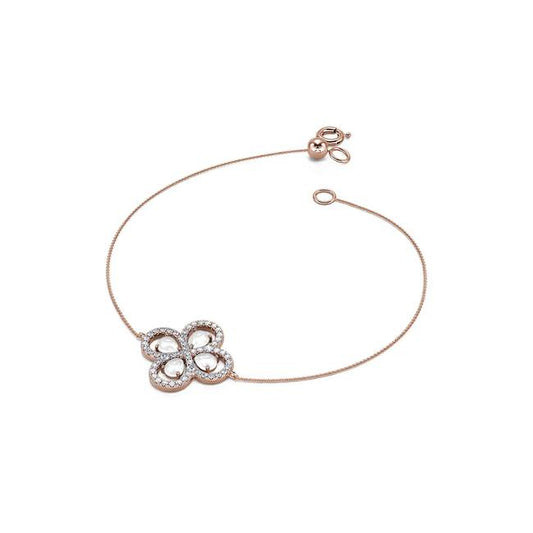 Nolan - Bracelet trèfle diamants et nacre en or rose #1